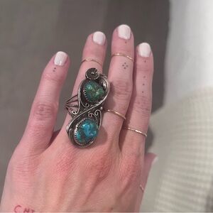 Vintage Turquoise large sterling silver ring
